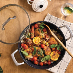 Essential Non-stick Ceramic Shallow Braiser with Glass Lid