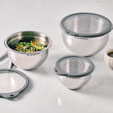 Stainless Steel Mixing Bowls with Glass Lids, Set of 3