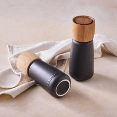 Alpine Salt and Pepper Mills, in color licorice stoneware, sold separately