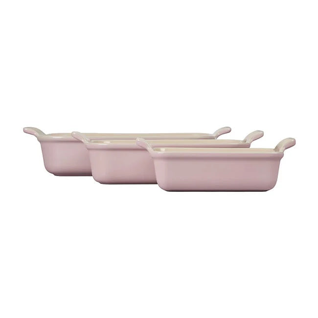 Heritage 3-Piece Rectangular Baking Dish SetChiffon Pink