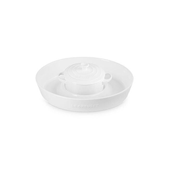 Signature Oval Chip and Dip Platter and Mini Round Cocotte SetWhite