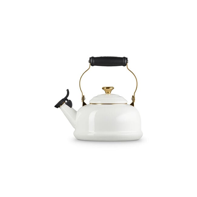 Classic Whistling Kettle with Gold KnobWhite