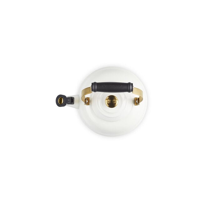 Classic Whistling Kettle with Gold KnobWhite