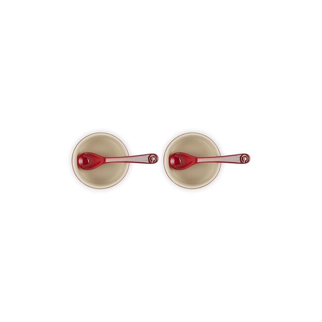 Condiment Pot with Spoon, Set of 2Cerise