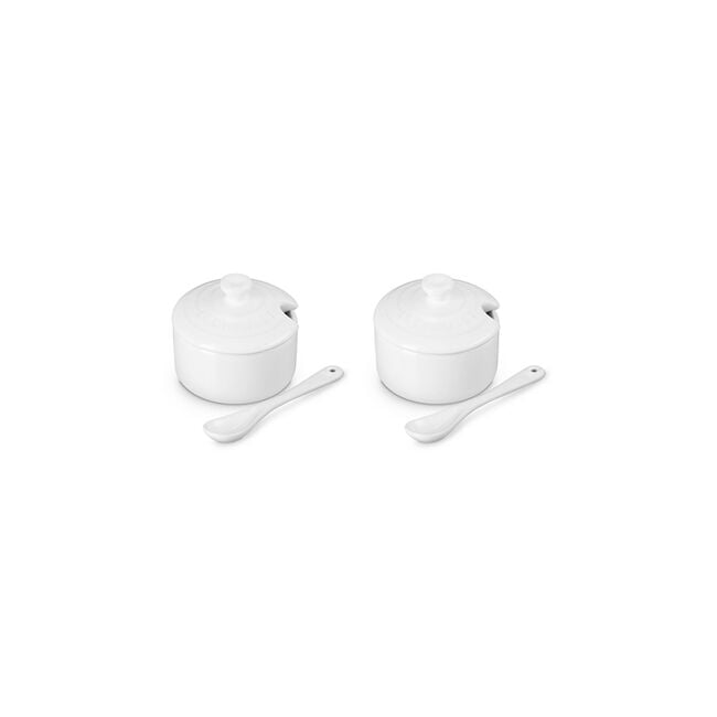 Condiment Pot with Spoon, Set of 2White