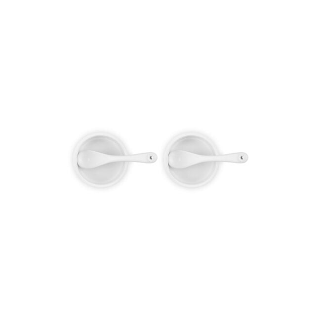 Condiment Pot with Spoon, Set of 2White