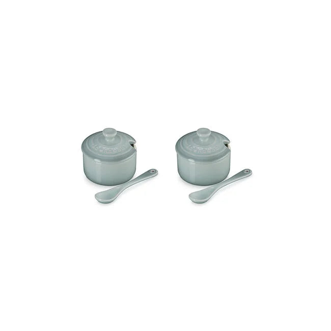 Condiment Pot with Spoon, Set of 2Sea Salt