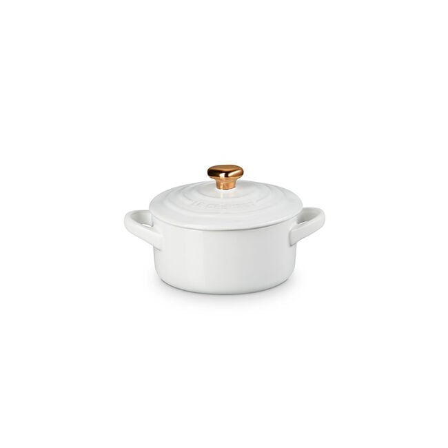 Mini Cocotte with Gold Heart KnobWhite
