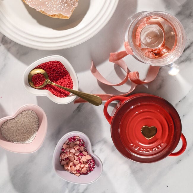 Mini Cocotte with Gold Heart KnobCerise