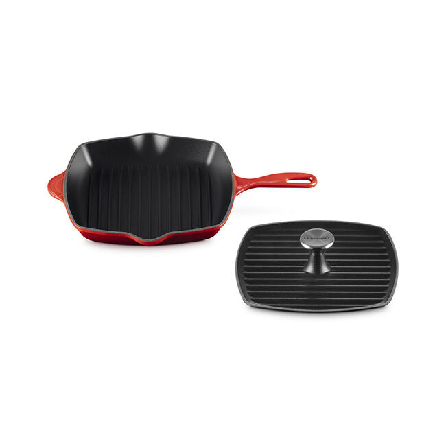 Traditional Square Skillet Grill and Panini Press Set