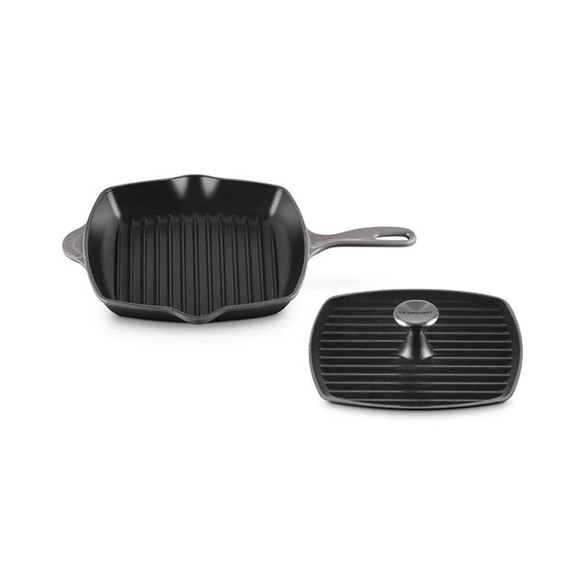 Traditional Square Skillet Grill and Panini Press Set