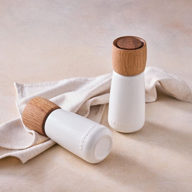 Alpine Salt and Pepper Mills in white stoneware, sold separately 